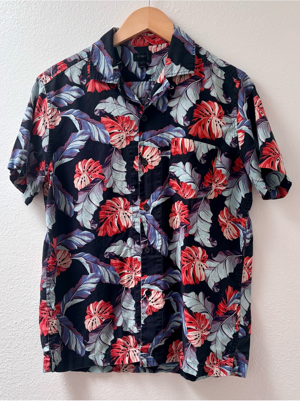 J.Crew Linen Cotton Tropical Camp Collar Button Down Shirt